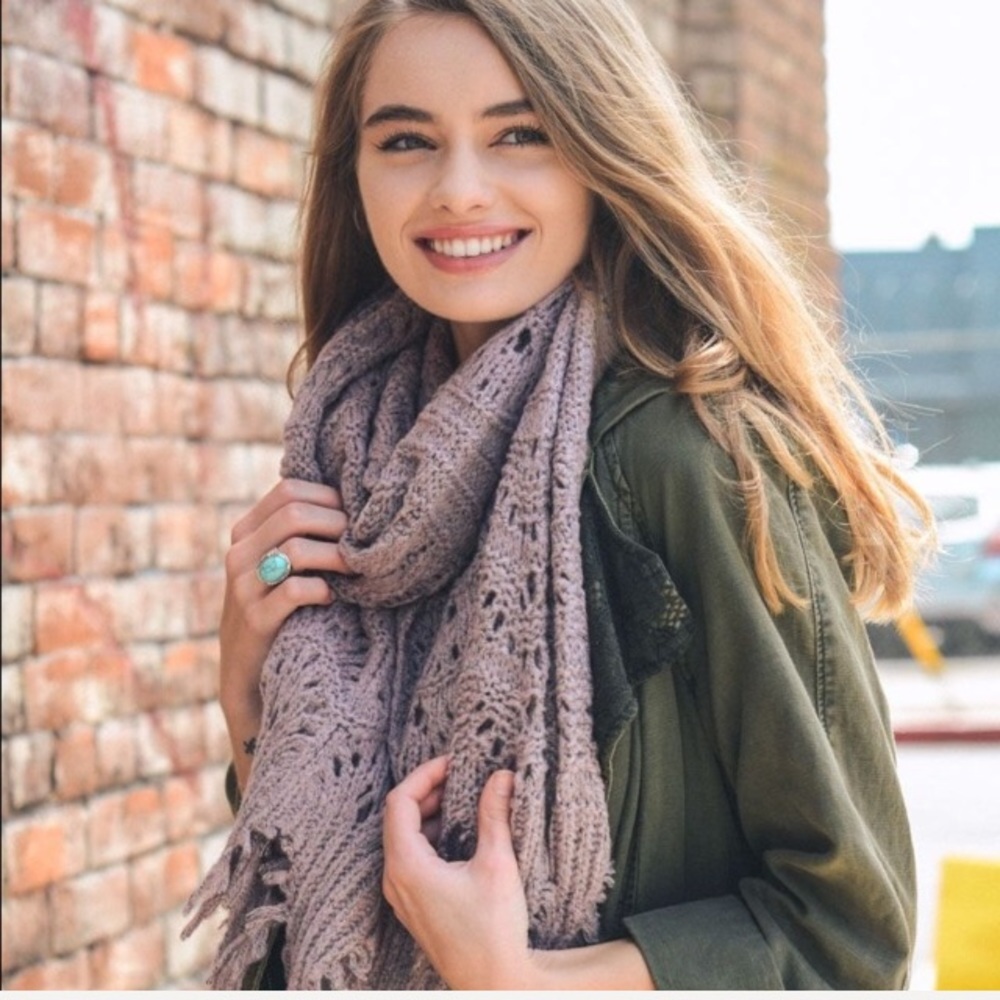 New Feather-knit Lavender boho Scarf